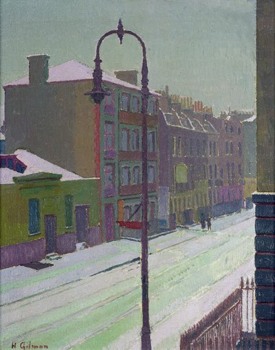 雪のロンドンストリート、1917年 作： Harold Gilman